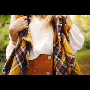 Zara 70’s color plaid scarf blogger